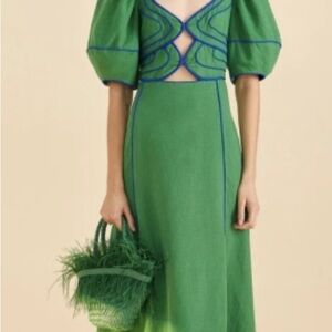 FARM Rio Topstitched Midi Dress